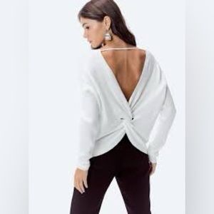 Lovestitch Find Your Bliss Open Back Sweater in white